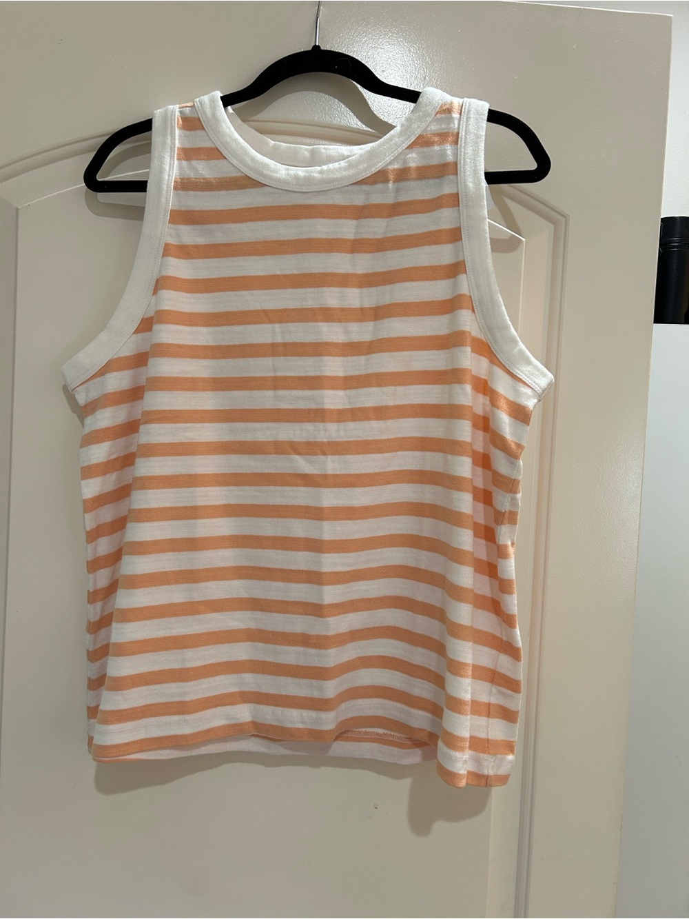 LOFT Peach and White Striped Sleeveless Tank